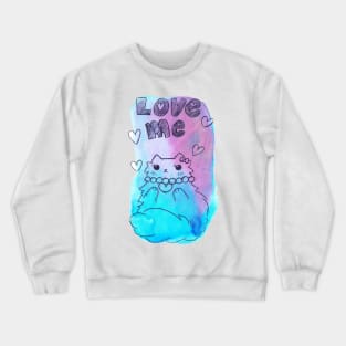 Love Me Fluffy Watercolor Cat Crewneck Sweatshirt